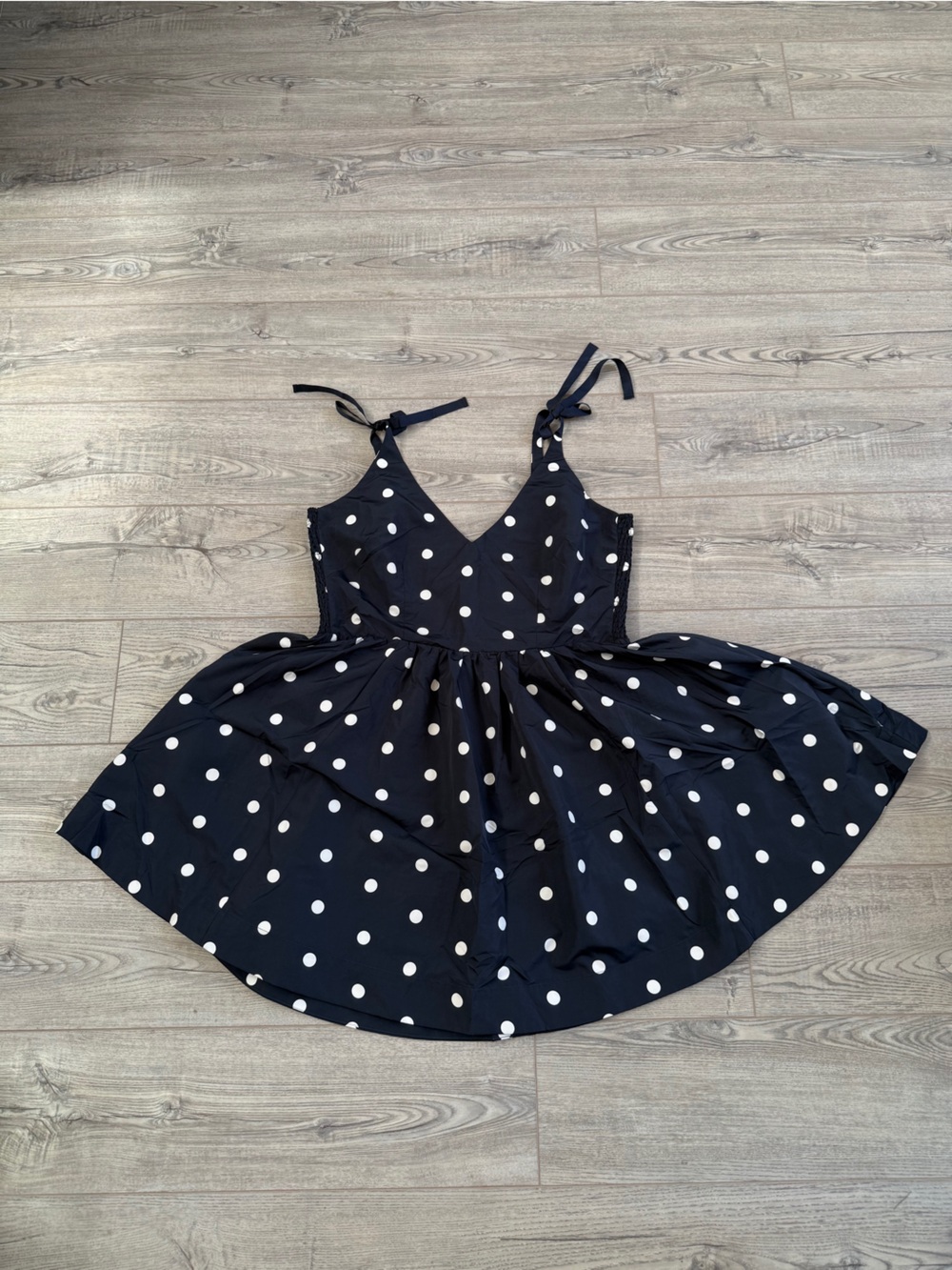 Polka Dot Navy Tie-Shoulder Dress NWOT